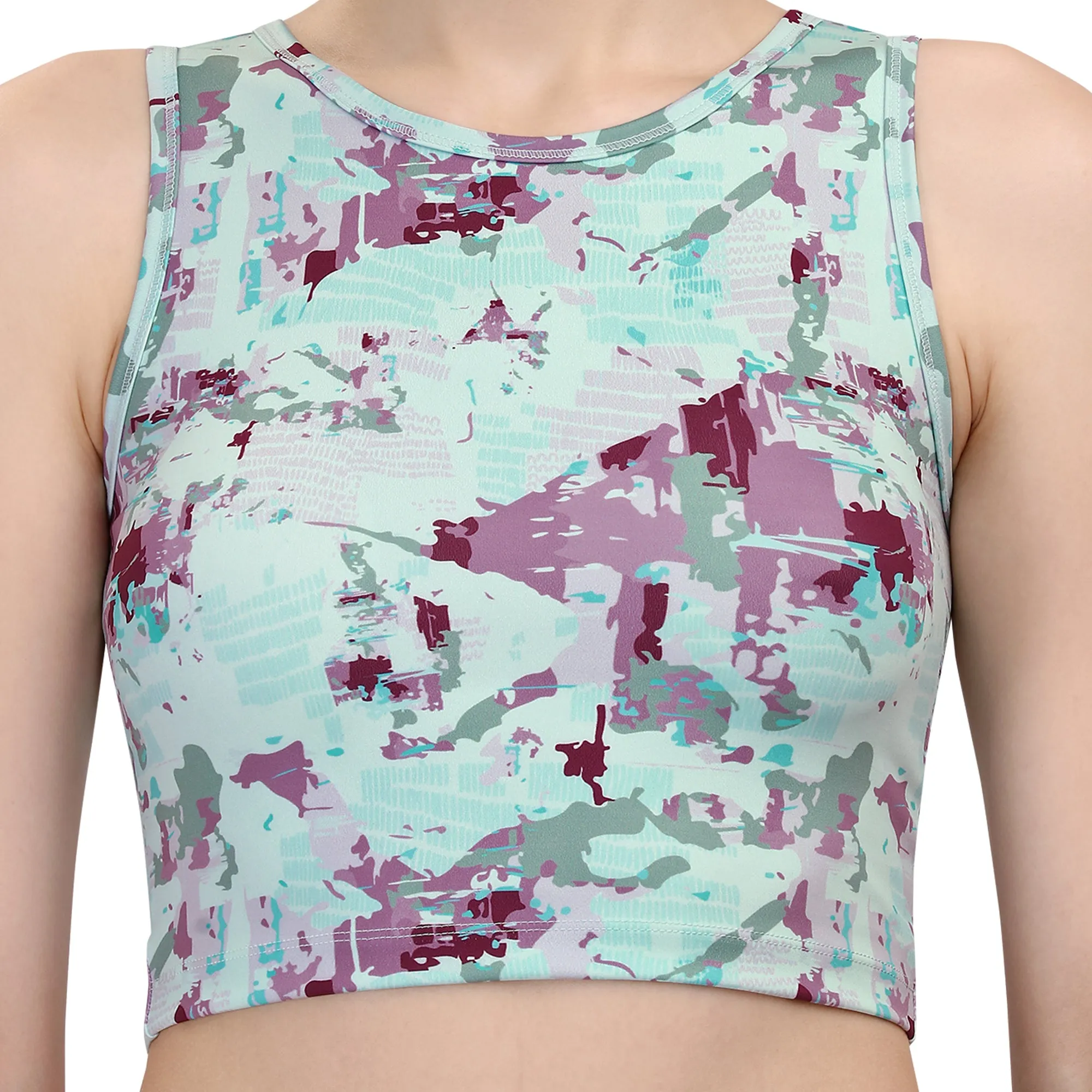 Sleeveless Activewear Printed Sports Crop Top