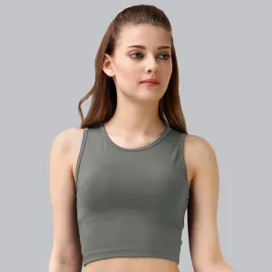 Sleeveless Activewear Solid Sports Crop Top