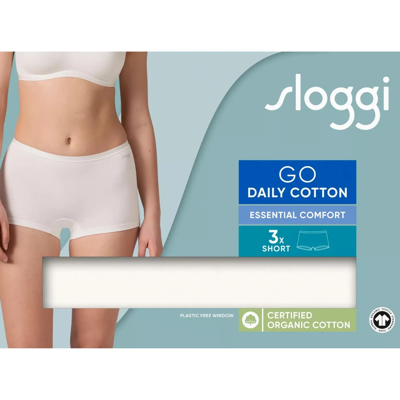 Sloggi GO Cotton Short 3 Pack | Silk White / Black
