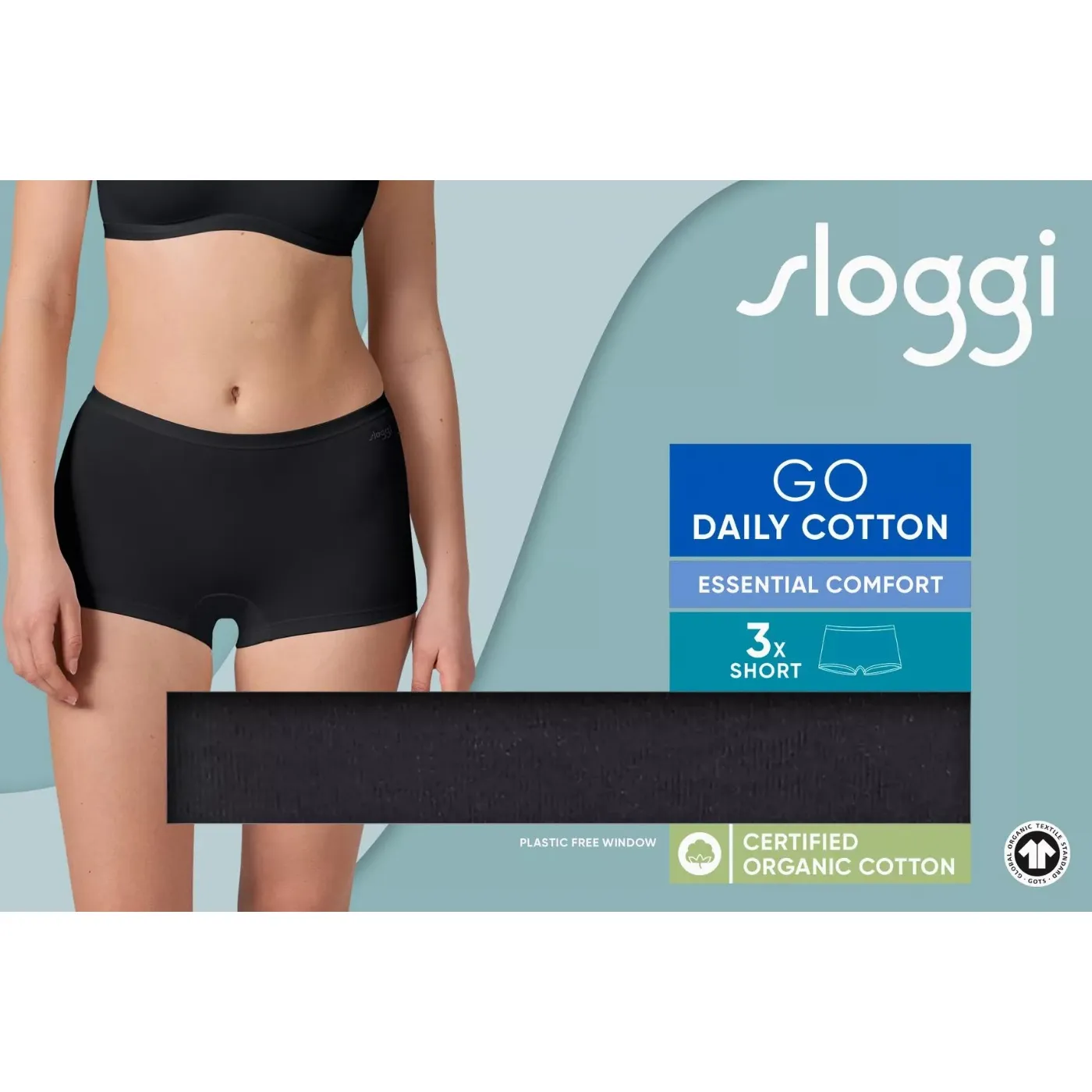 Sloggi GO Cotton Short 3 Pack | Silk White / Black