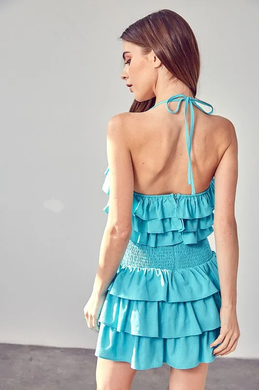 SMOCKED WAIST RUFFLE ROMPER