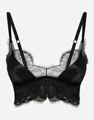 Soft-Cup Satin Bralette With Lace Detailing