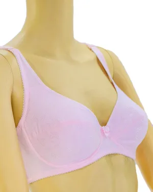 Soft Padded Bra - Pink - Non Padded Underwired Bra - Taiwan Bra - 8002