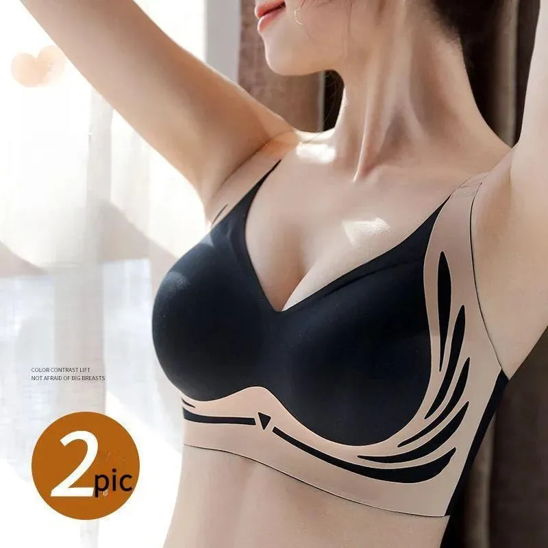 Solid Color Wireless Bra Soft Comfort Nondeformable Gather Sports Bra Bralette