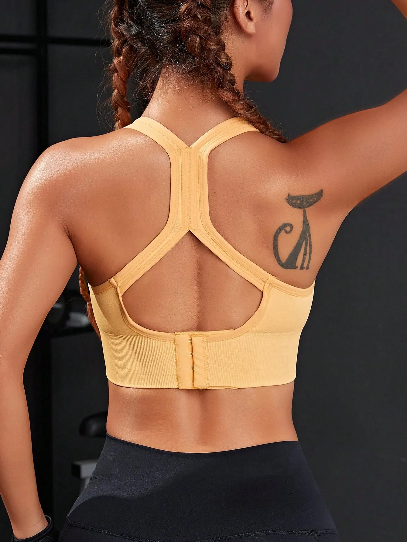 Solid Cut Out Back Sports Bra