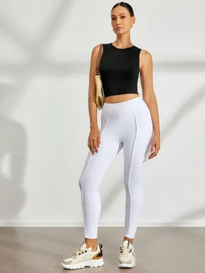 Solid Cut-Out Back Sports Tank Top – Fitted & Breathable Workout Shirt