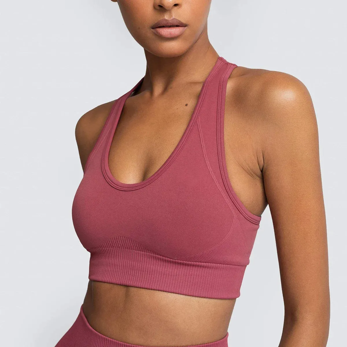 Solid Tight Sports Bra – Push-Up Gym Crop Top for Women 2025