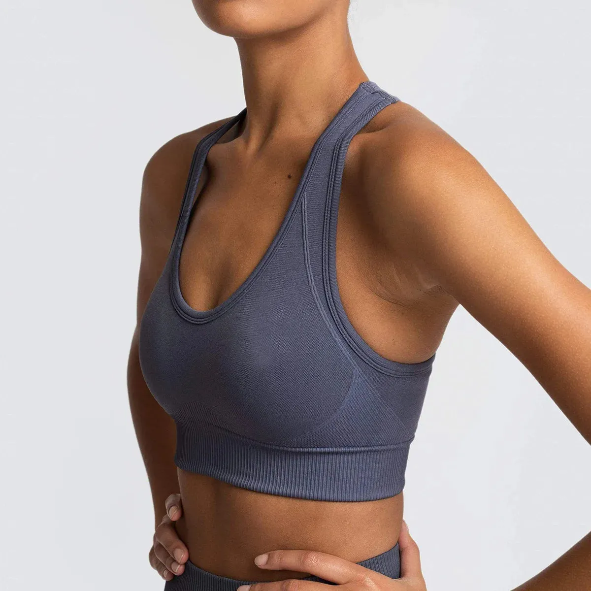Solid Tight Sports Bra – Push-Up Gym Crop Top for Women 2025