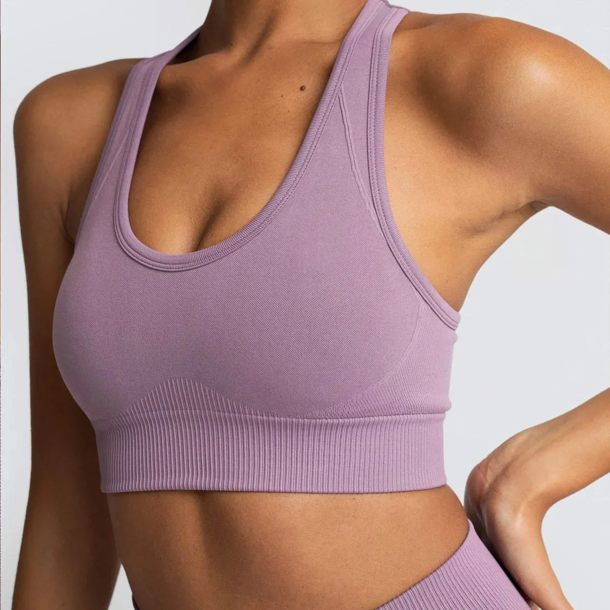 Solid Tight Sports Bra – Push-Up Gym Crop Top for Women 2025