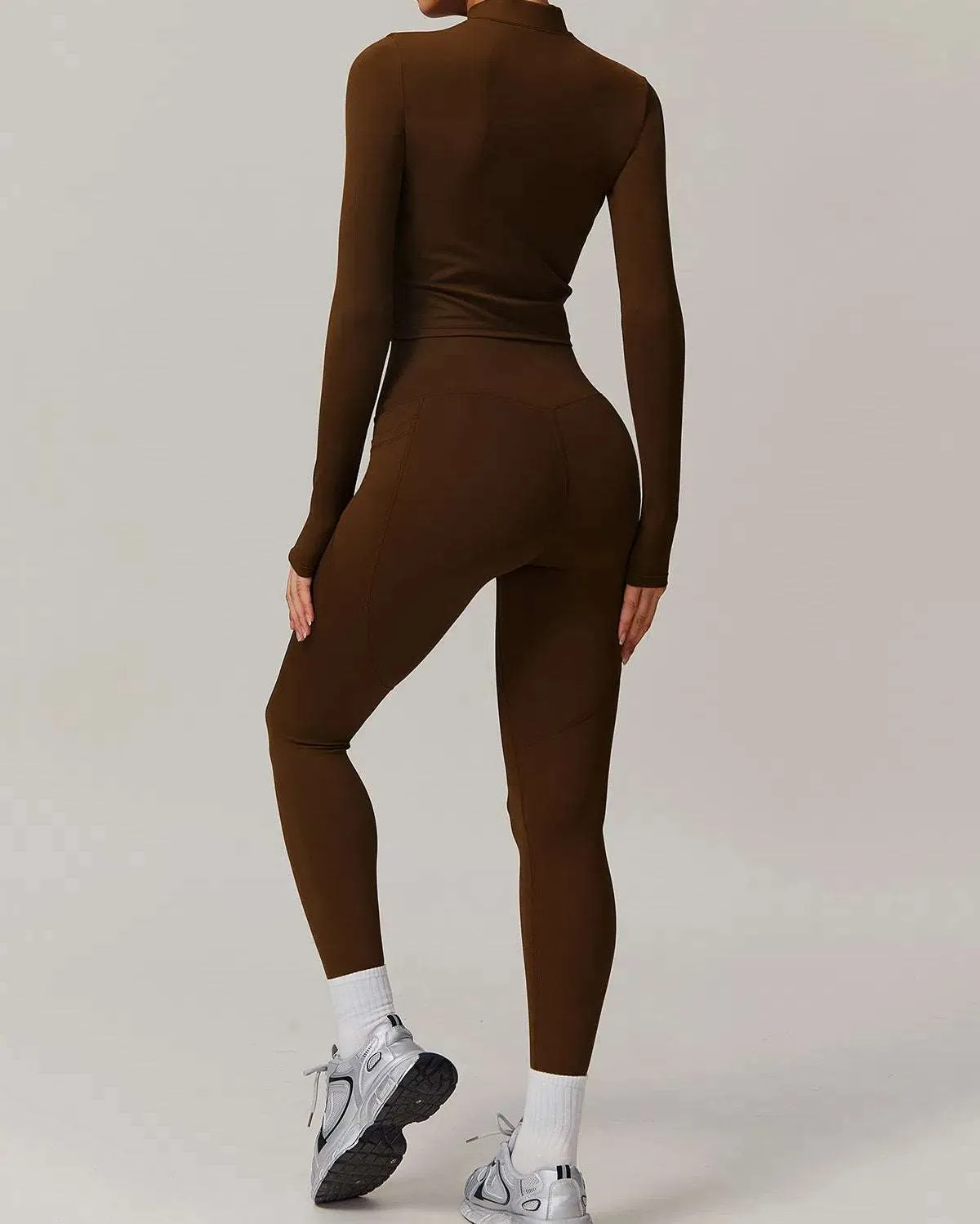 Solid Yoga Set With Sports Jacket and Legging