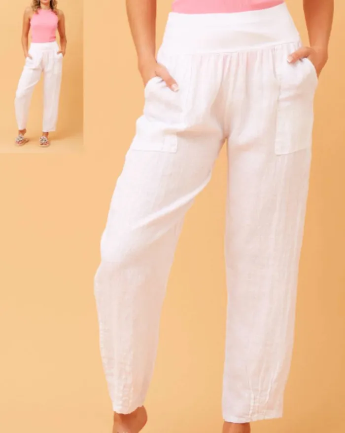 Sorrento Linen Pants - White
