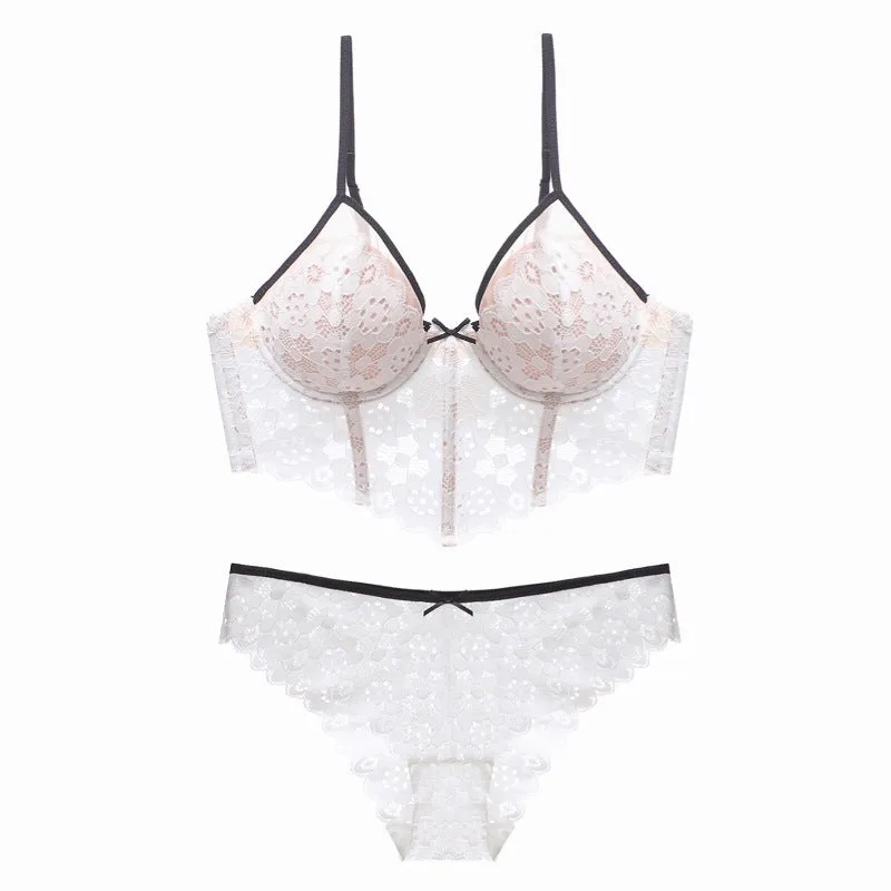 Spaghetti Strap Cupped Cami Bra and Thong Set