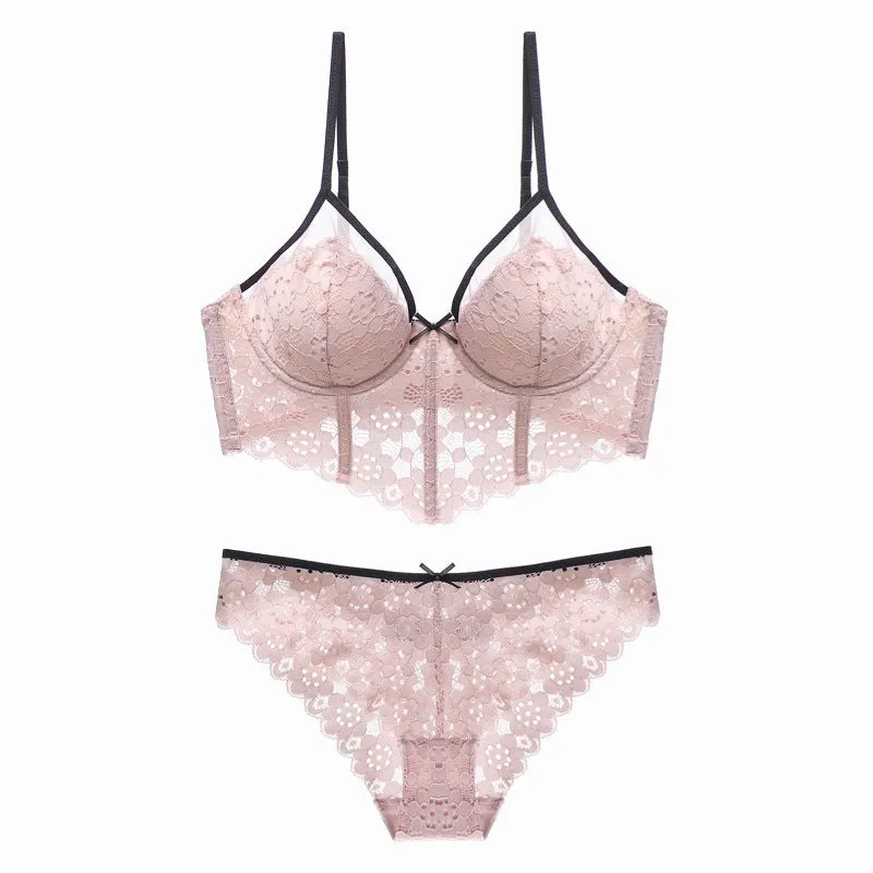 Spaghetti Strap Cupped Cami Bra and Thong Set