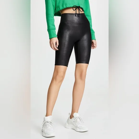 Spanx Women's Black Faux Leather Bike Shorts