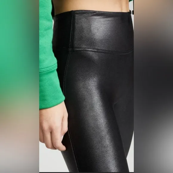 Spanx Women's Black Faux Leather Bike Shorts