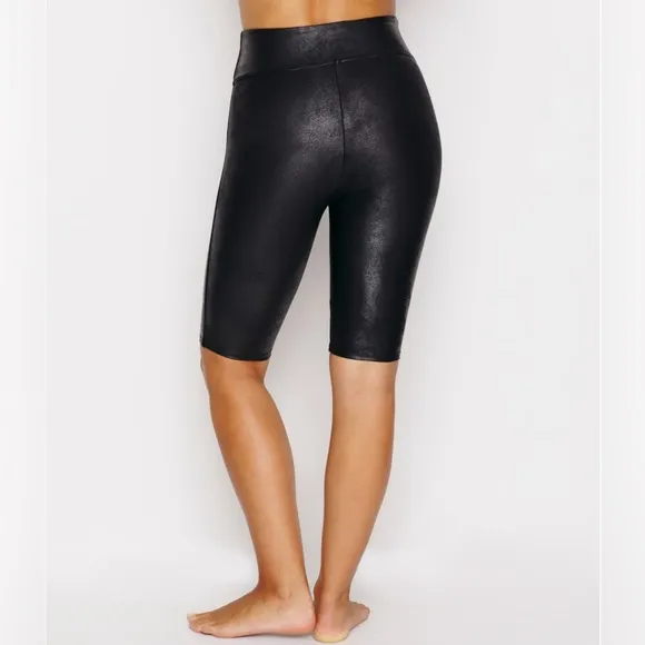 Spanx Women's Black Faux Leather Bike Shorts
