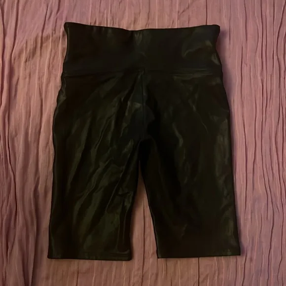 Spanx Women's Black Faux Leather Bike Shorts