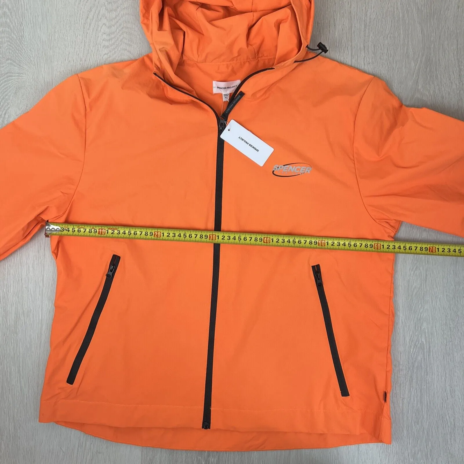 Spencer Project Orange Full Zip Hooded Windbreaker Jacket Size XL (New)