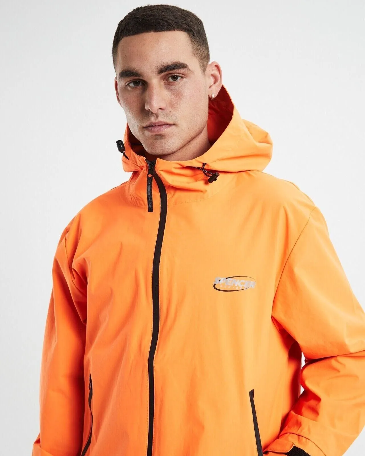 Spencer Project Orange Full Zip Hooded Windbreaker Jacket Size XL (New)