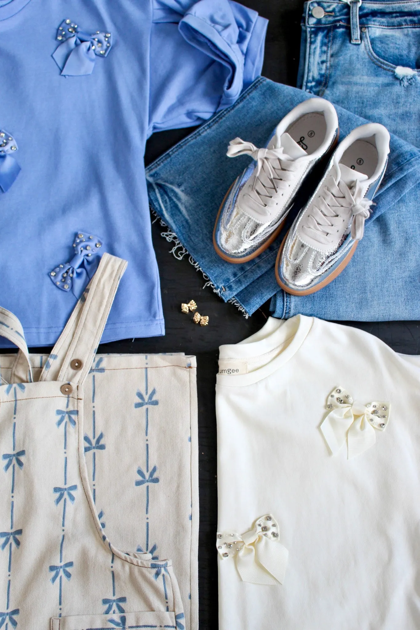 Story Of Us Bow Sparkle Top • Blue