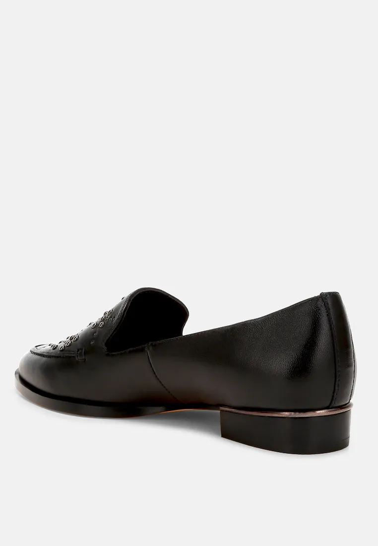 Studded Genuine Leather Loafers By Ruw