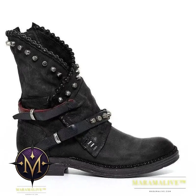 Studded side zipper Knight boots
