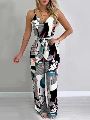 Stunncal Spaghetti Strap Mixed Jumpsuit