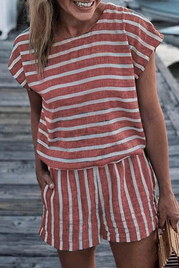 Stunncal Striped Short Romper