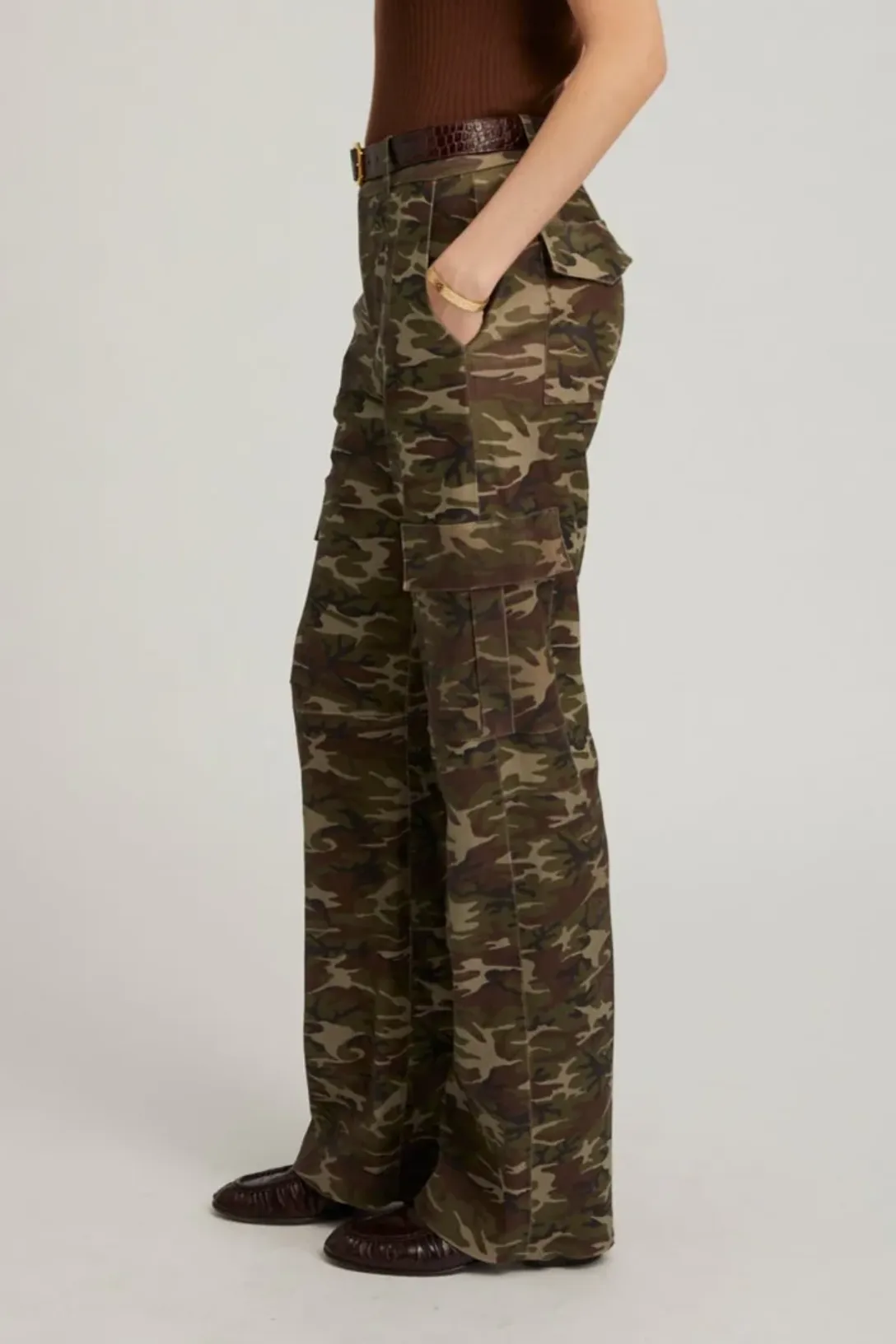 Suede Cargo Trousers | Camouflage