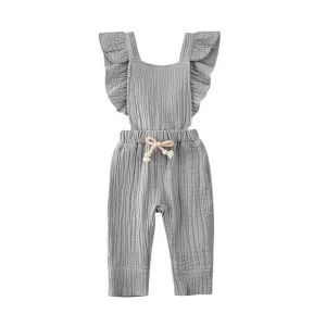 Summer Baby Girls Rompers Solid Cotton Baby Sleeveless Cotton Linen Jumpsuit Toddler Infant Baby Girl Romper Outfits Clothes