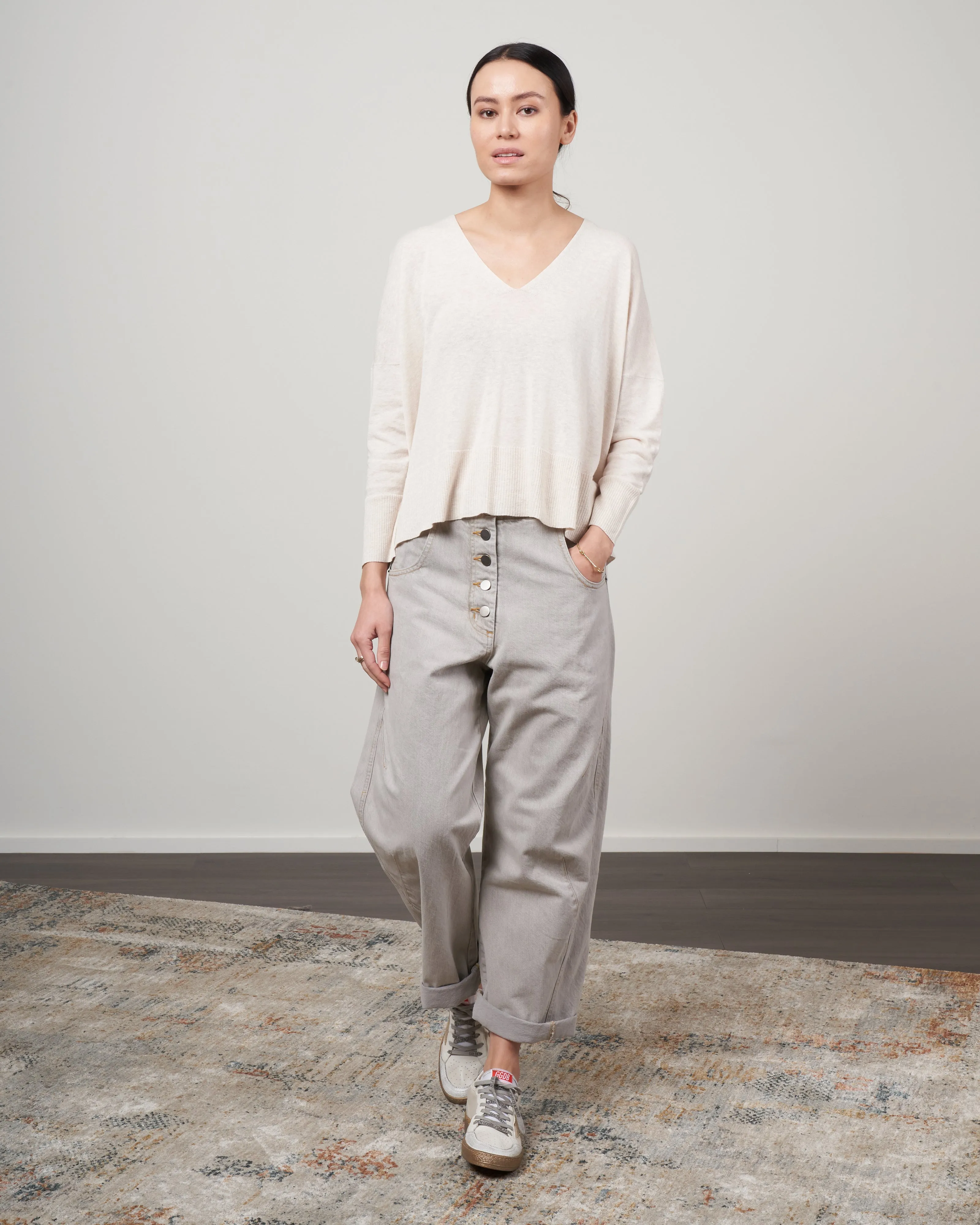 summer vneck sweater - taupe