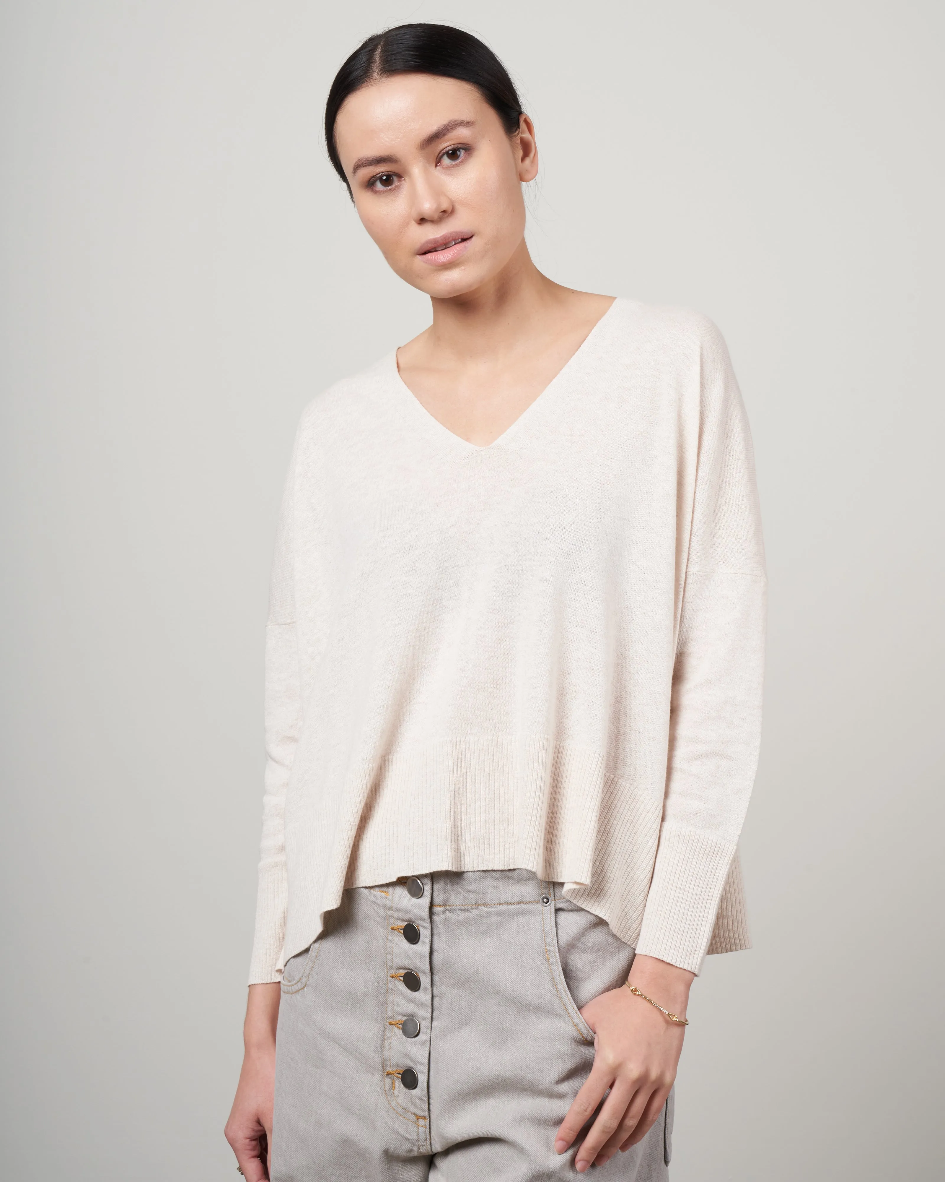 summer vneck sweater - taupe