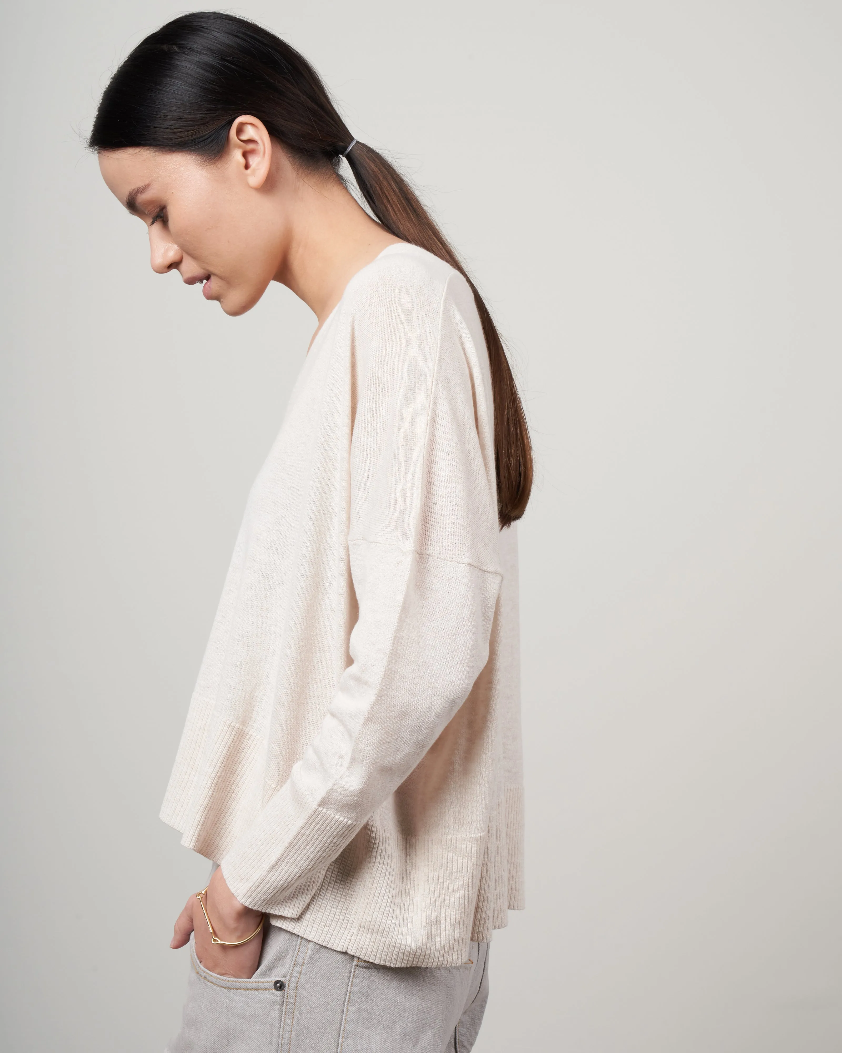 summer vneck sweater - taupe