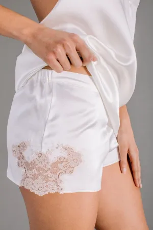 Suzane, Bloomers shorts in satin silk and Leavers lace