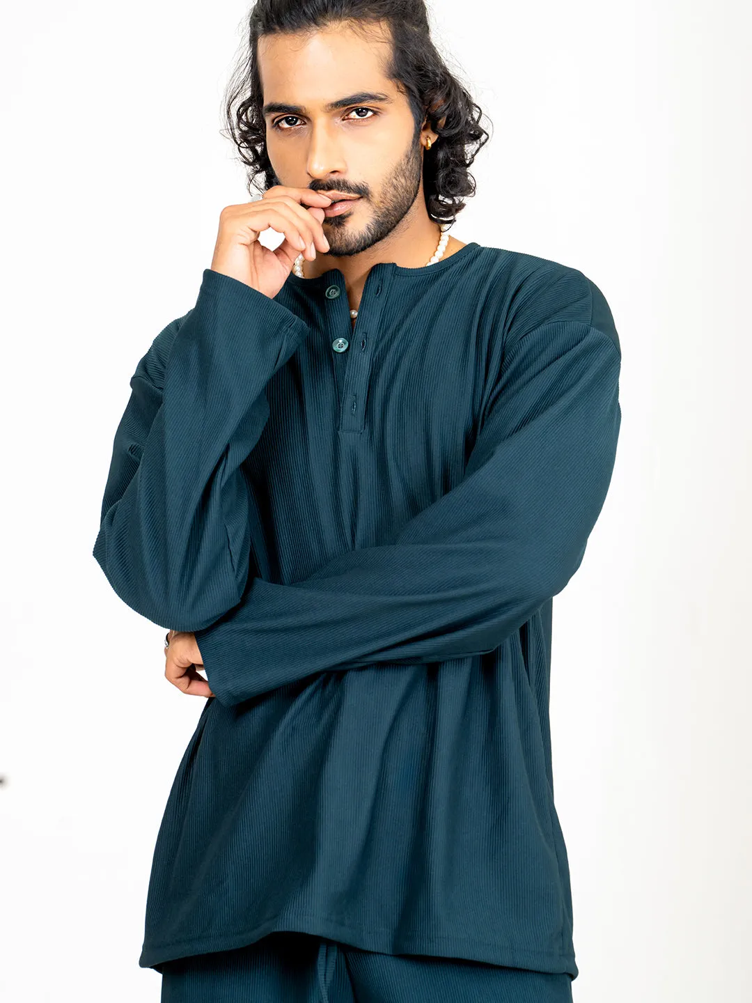 Teal Bluish T-Shirt & Pants Co-ord Set