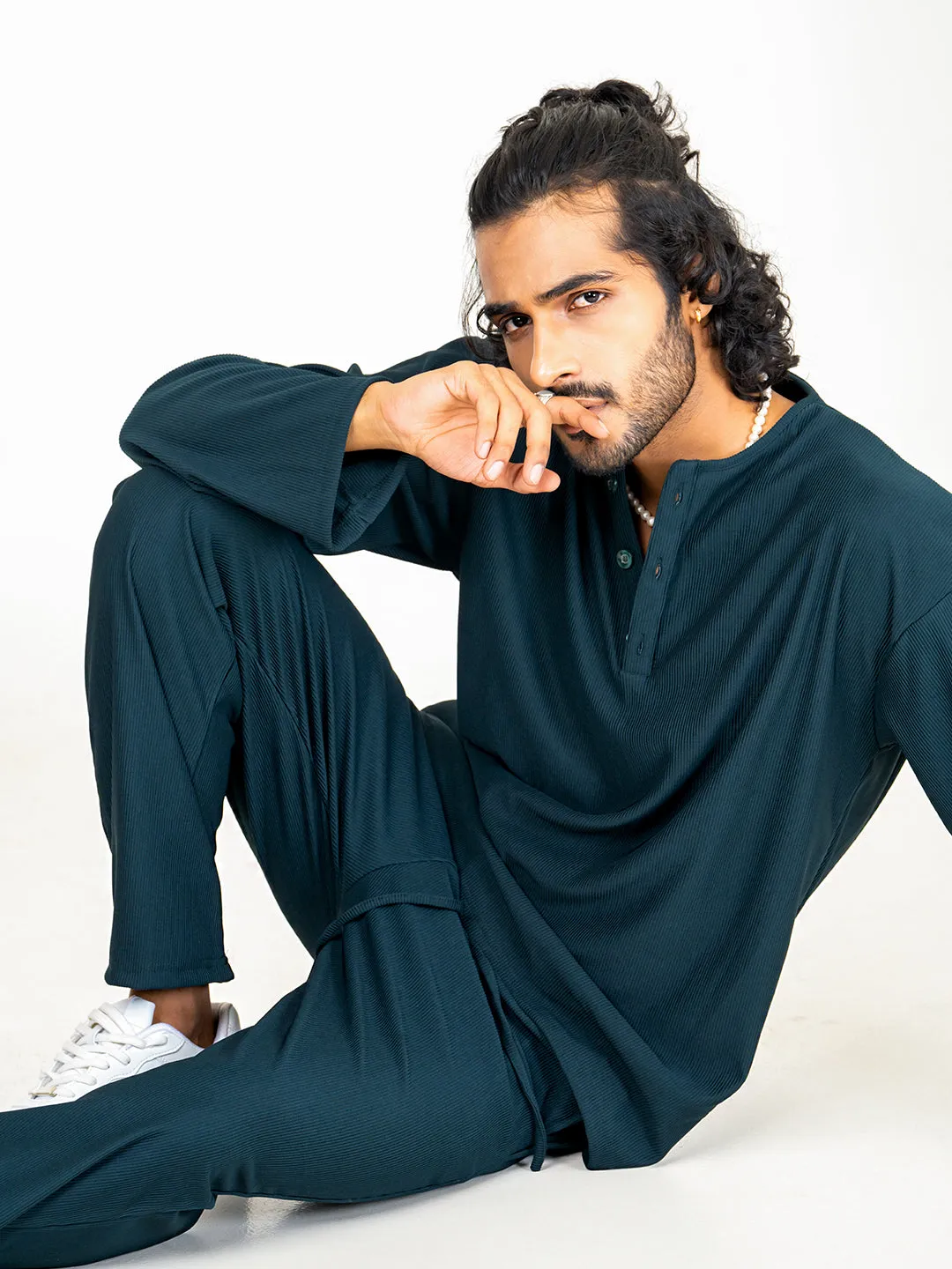 Teal Bluish T-Shirt & Pants Co-ord Set