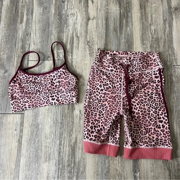 The Upside Leopard Print Sports Bra and Bike Shorts