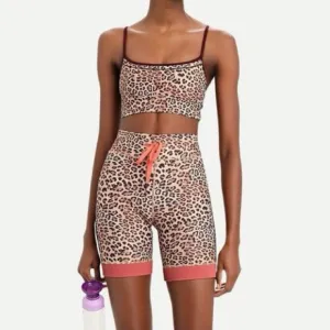 The Upside Leopard Print Sports Bra and Bike Shorts
