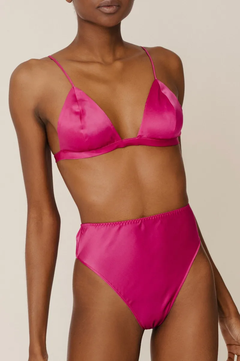 THEA: HOT PINK ORGANIC SILK HIGH WAIST PANTY