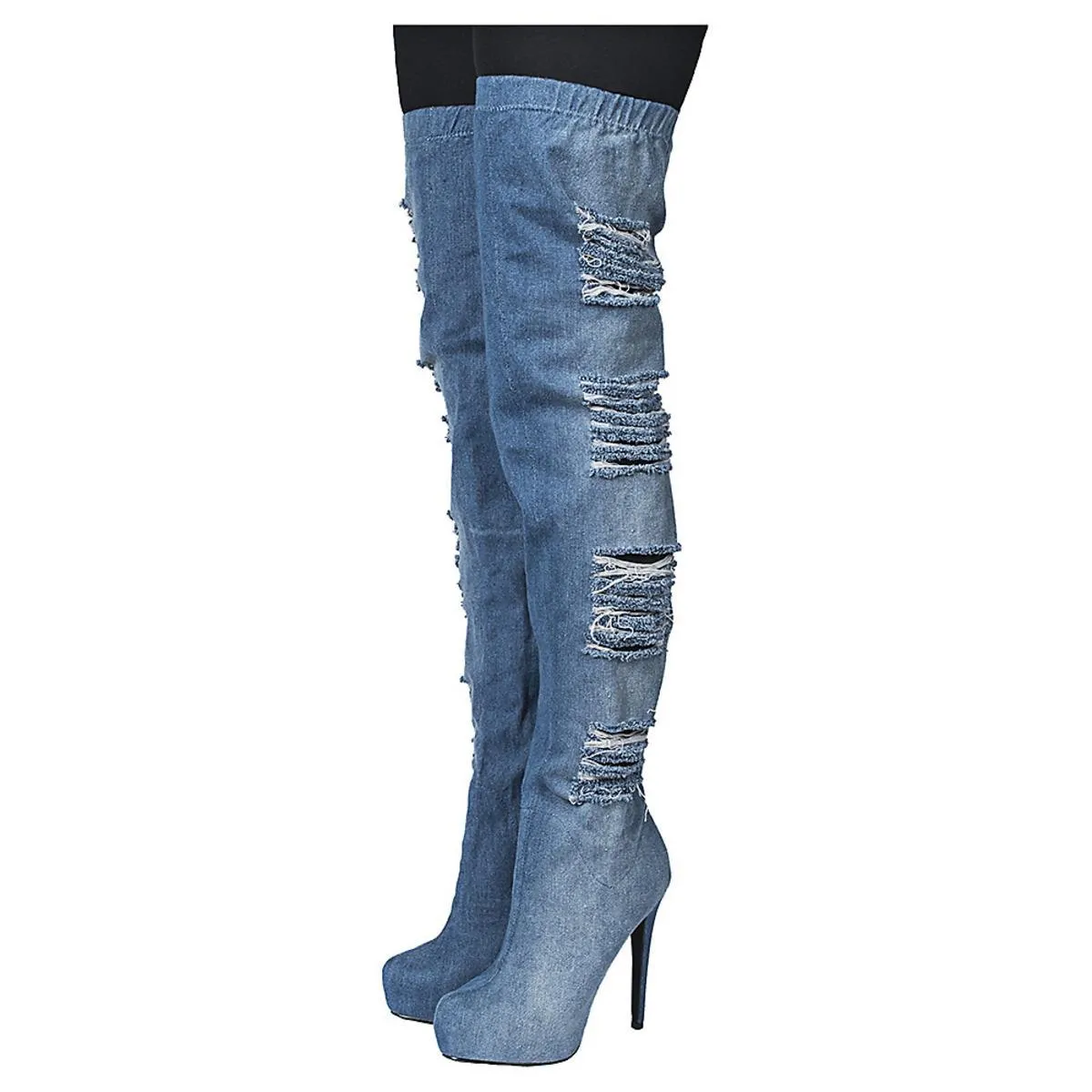 Thigh-High High Heel Boot Malina Blue