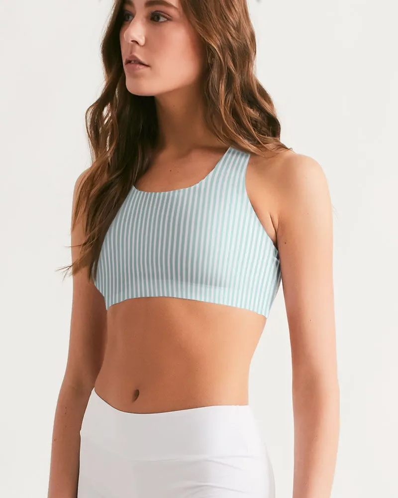 THIN STRIPE-MINT Women's Seamless Sports Bra