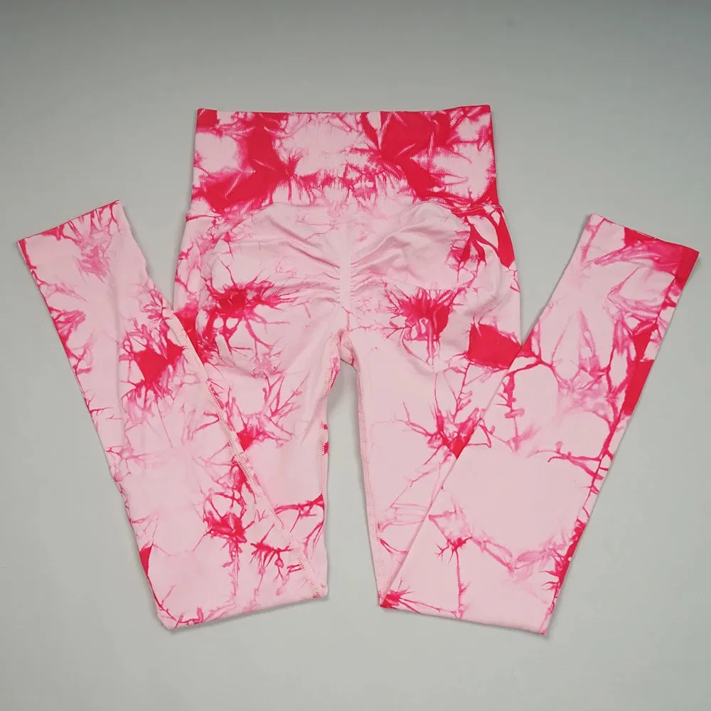 Tie-Dye Seamless Yoga Set for Women - Two-Piece Gym Workout Clothing Set