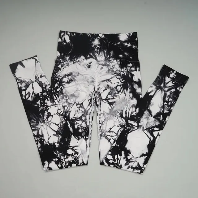 Tie-Dye Seamless Yoga Set for Women - Two-Piece Gym Workout Clothing Set