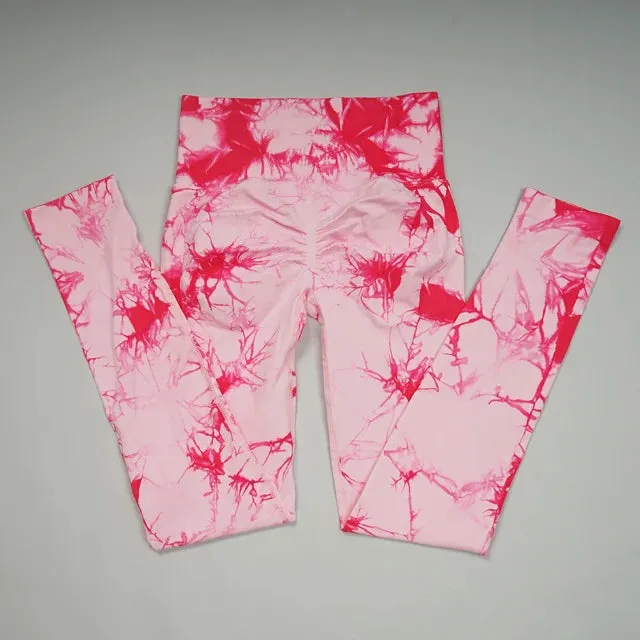 Tie-Dye Seamless Yoga Set for Women - Two-Piece Gym Workout Clothing Set