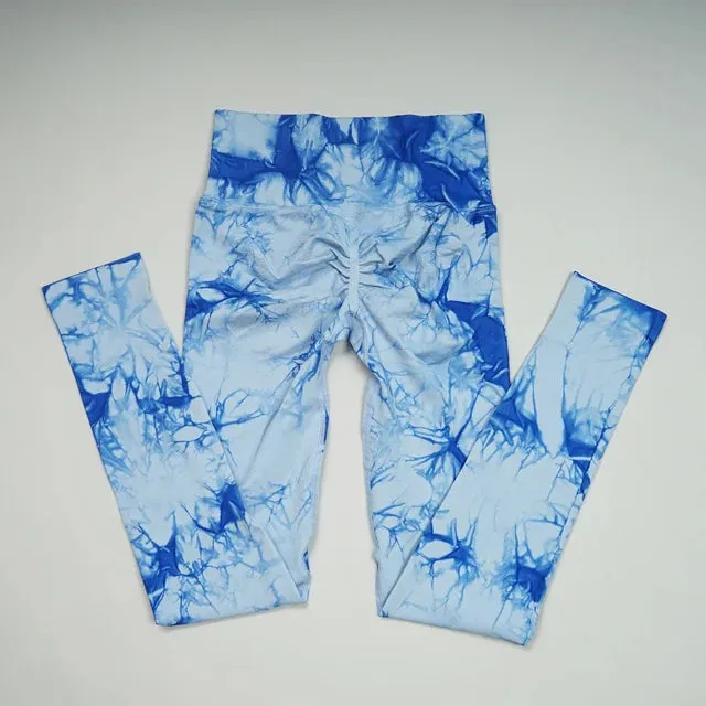 Tie-Dye Seamless Yoga Set for Women - Two-Piece Gym Workout Clothing Set