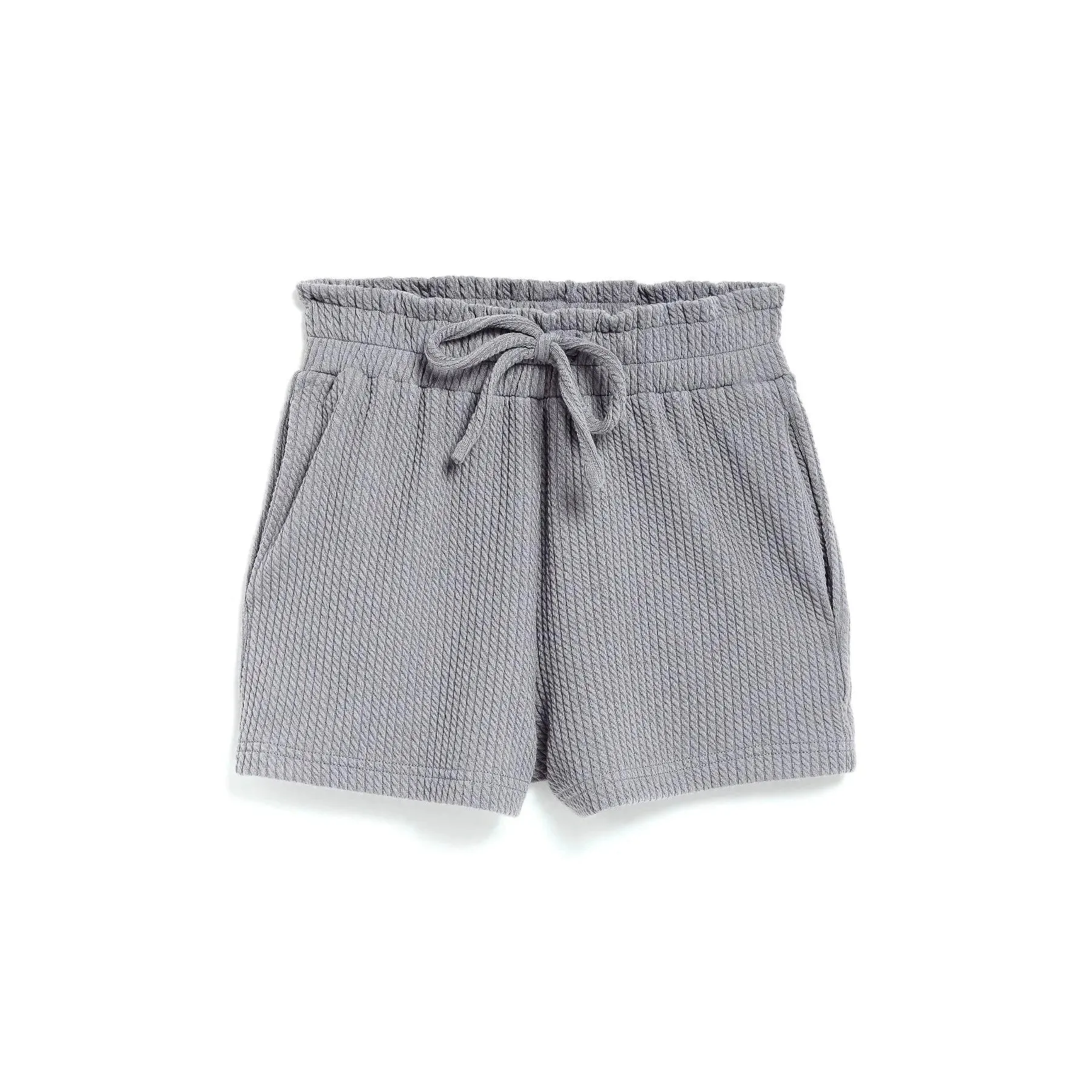 Tractr Girls Mid-Rise Relaxed Drawstring Shorts - Gray