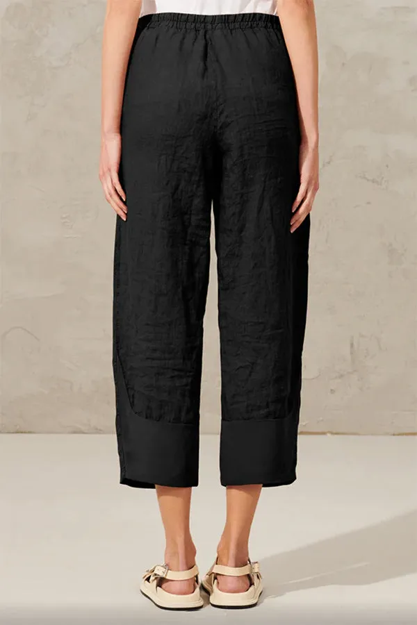 Transit 3/4 Relaxed Black Linen Pants