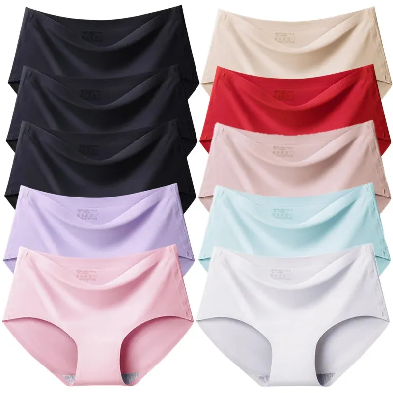 Trowbridge Women's 10-Piece Seamless Briefs Set - Plus Size Silk Satin Comfort