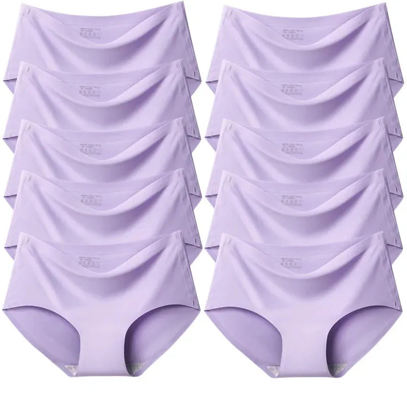 Trowbridge Women's 10-Piece Seamless Briefs Set - Plus Size Silk Satin Comfort