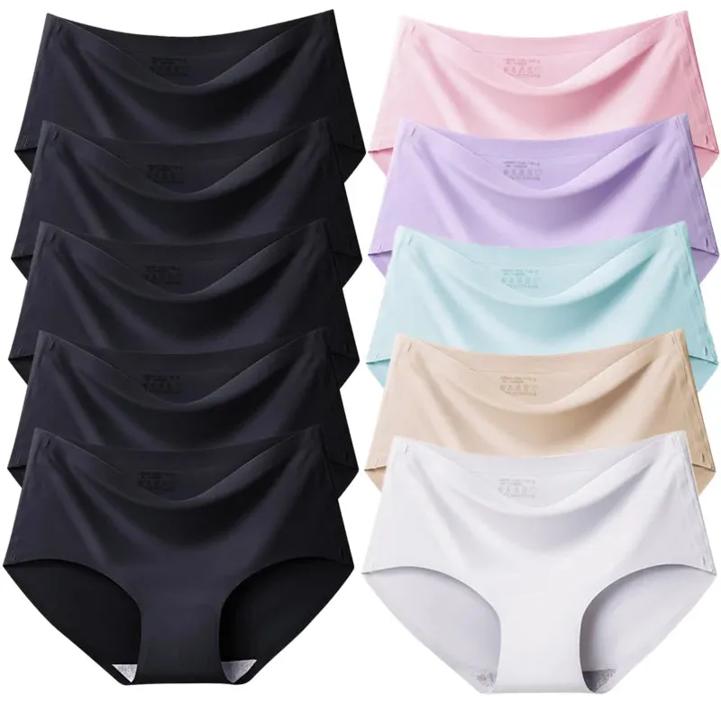 Trowbridge Women's 10-Piece Seamless Briefs Set - Plus Size Silk Satin Comfort